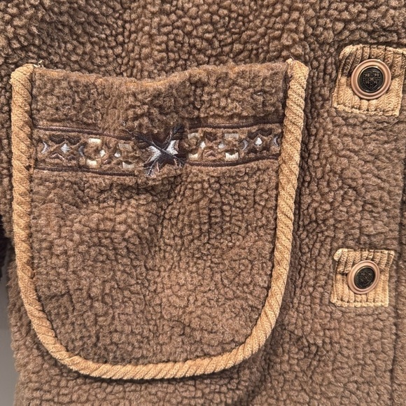 Haband! Brown Sherpa Button/Snap Up Warm Jacket/Sweater - Size Medium - Picture 4 of 9